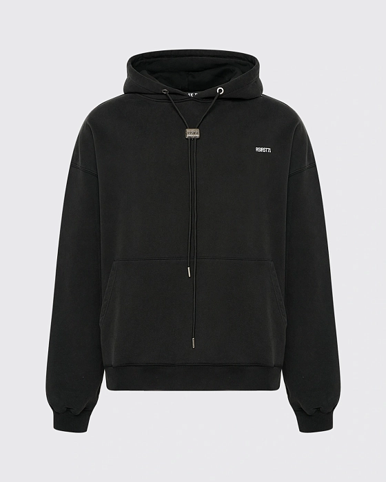 ХУДИ С ТРИКОТАЖНЫМИ ВСТАВКАМИ ЧЕРНЫЙ С БЕЛЫМ Ast71.hoodie-contrast